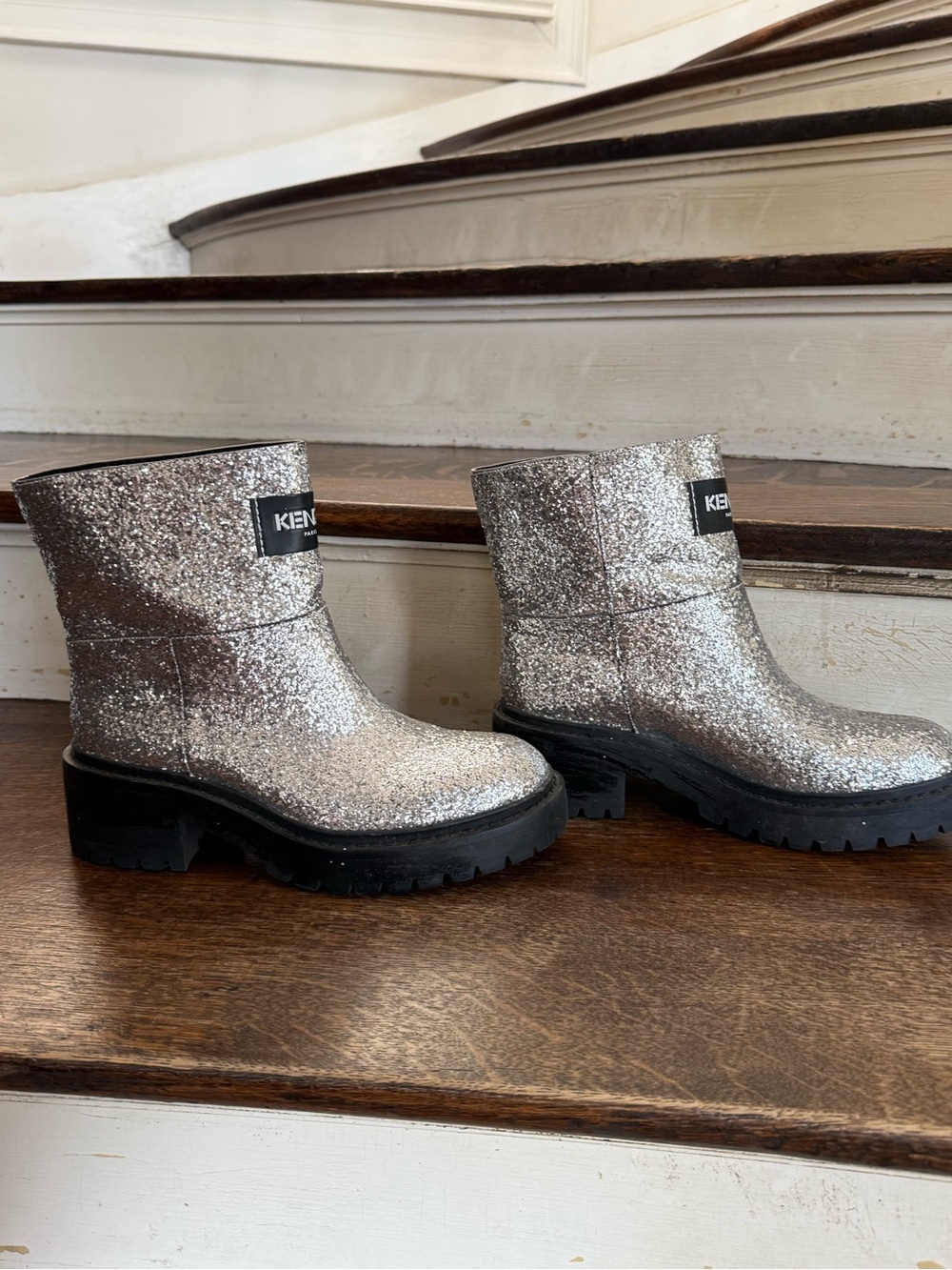 Kenzo Silver Glitter Boots with black rubber soles - Picture 4 of 7